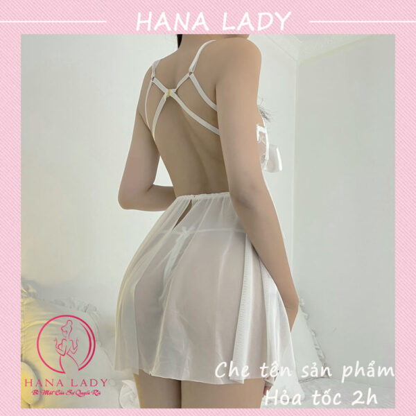 Váy ngủ nữ xuyên thấu, đầm ngủ sexy gợi cảm nơ ngực quyến rũ kèm quần chip lọt khe VN458 14