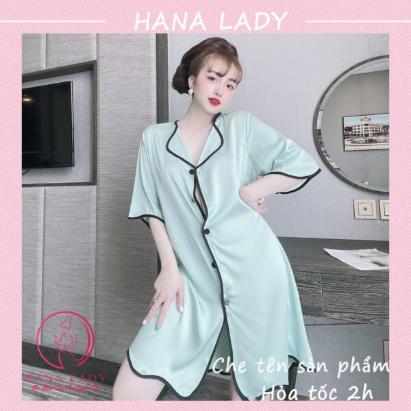 Váy ngủ lụa sơ mi cao cấp tặng quần VN495 21