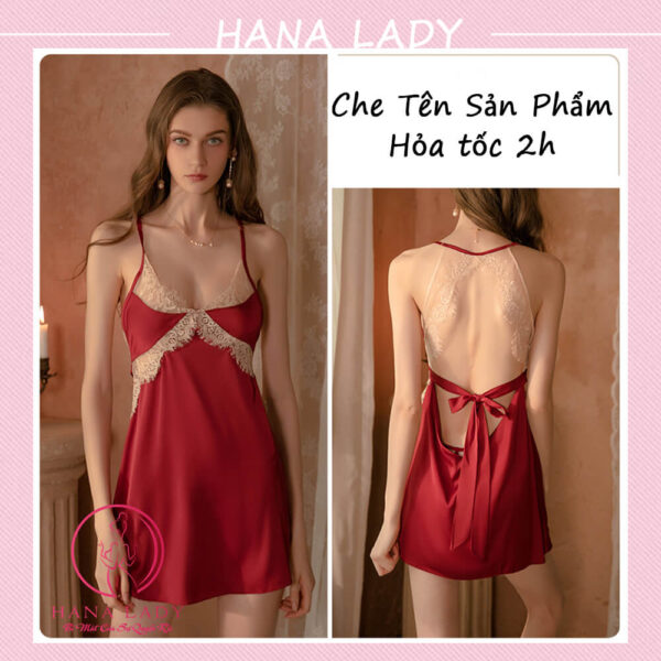 Váy ngủ lụa cao cấp, đầm ngủ hai dây mặc nhà phối ren gợi cảm VN509 27