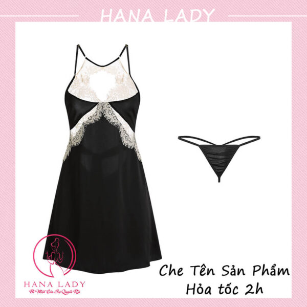 Váy ngủ lụa cao cấp, đầm ngủ hai dây mặc nhà phối ren gợi cảm VN509 28