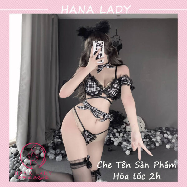Đồ ngủ sexy - Bộ đồ lót hóa trang caro gợi cảm CP279 15