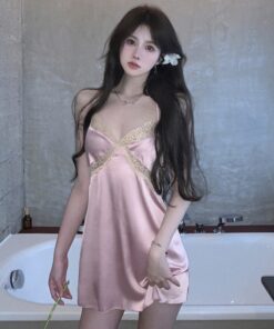 Váy ngủ lụa cao cấp, đầm ngủ hai dây mặc nhà phối ren gợi cảm VN509 25