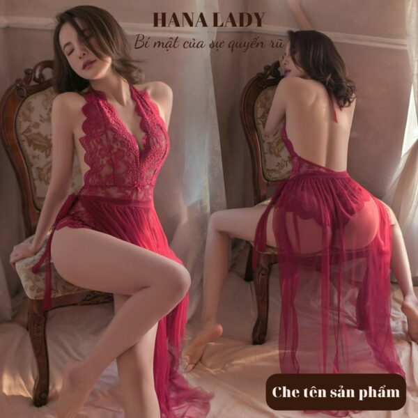 Váy ngủ xuyên thấu, bodysuit sexy kèm choàng gợi cảm ren mềm mại VN524 16
