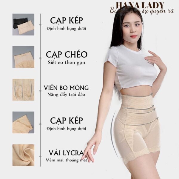 Quần Gen Nịt Bụng Cạp Chéo Định Hình Bụng Dưới Không Lộ Viền - Quần Bảo Hộ Nâng Mông Mặc Váy QL020 16