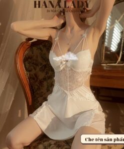 Váy ngủ lụa phối ren, đầm ngủ 2 dây quyến rũ có mút ngực VN513 14