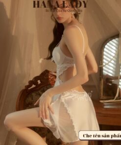 Váy ngủ lụa phối ren, đầm ngủ 2 dây quyến rũ có mút ngực VN513 17