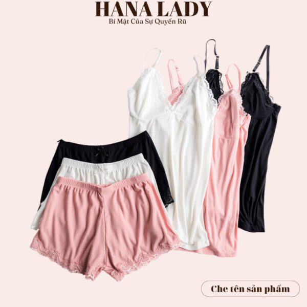 Bộ ngủ 2 dây thun phối ren mềm mịn - Đồ ngủ mặc nhà cotton cao cấp VN532 14 Bộ ngủ 2 dây thun phối ren mềm mịn - Đồ ngủ mặc nhà cotton cao cấp VN532 23