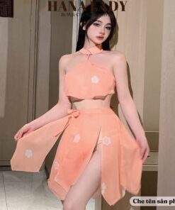 Đầm ngủ cosplay yếm xẻ tà cánh sen gợi cảm, đồ ngủ phong cách cổ trang quyến rũ CP300 14