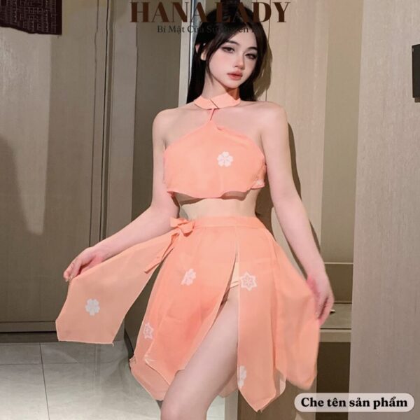 Đầm ngủ cosplay yếm xẻ tà cánh sen gợi cảm, đồ ngủ phong cách cổ trang quyến rũ CP300 18