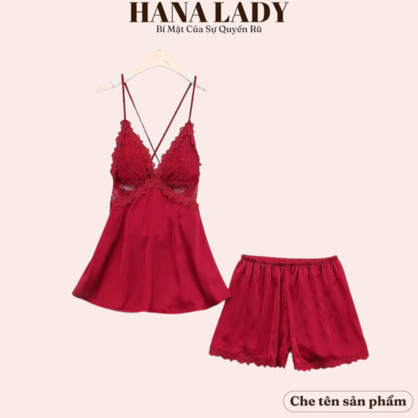 Bộ ngủ 2 dây, đồ ngủ lụa mặc nhà cao cấp VN506 20