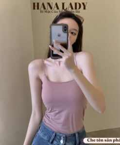 Áo thun 2 dây ôm body cao cấp - Áo bra form dài basic có mút ngực BL050 17