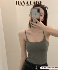 Áo thun 2 dây ôm body cao cấp - Áo bra form dài basic có mút ngực BL050 19