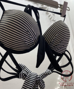 Bikini 2 mảnh, đồ bơi cạp cao sọc caro đan dây sexy tắm biển quyến rũ BN109 10