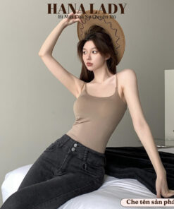 Áo thun 2 dây ôm body cao cấp - Áo bra form dài basic có mút ngực BL050 22