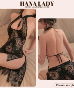 Váy ngủ ren sexy - Đầm ngủ sườn xám ren xuyên thấu hở lưng gợi cảm VN541 12