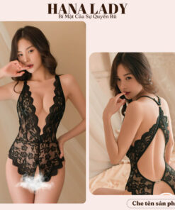 Đồ ngủ sexy - Bodysuit ren hoa nổi hở lưng không đáy khiêu gợi VN537 14