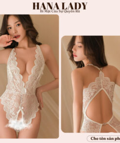 Đồ ngủ sexy - Bodysuit ren hoa nổi hở lưng không đáy khiêu gợi VN537 13