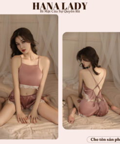 Bộ ngủ lụa 2 dây phối ren sexy - Đồ ngủ lụa cao cấp hở lưng xẻ tà sexy gợi cảm VN549 19