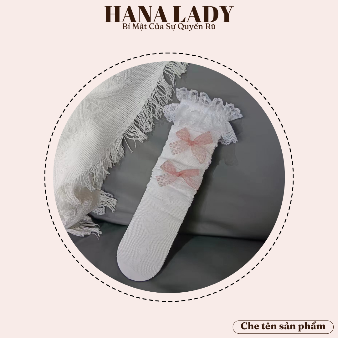 Tất Vớ Lolita - Vớ Nữ Cổ Cao Ren Lưới Bèo Đính Nơ Hồng Dễ Thương TV035 14