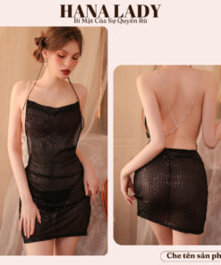 Váy Ngủ Sexy - Đầm Ngủ Body Xuyên Thấu Hở Lưng 2 Dây Đá Kim Tuyến Quyến Rũ VN561 19