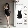 Váy Ngủ Body Sexy - Đầm Ngủ Thun 2 Dây Phối Ren Họa Đen Trơn VN569 1