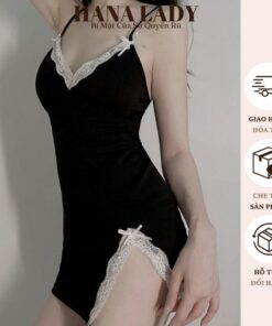 Váy Ngủ Body Sexy - Đầm Ngủ Thun 2 Dây Phối Ren Họa Đen Trơn VN569 7 Váy Ngủ Body Sexy - Đầm Ngủ Thun 2 Dây Phối Ren Họa Đen Trơn VN569 13