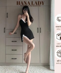 Váy Ngủ Body Sexy - Đầm Ngủ Thun 2 Dây Phối Ren Họa Đen Trơn VN569 6 Váy Ngủ Body Sexy - Đầm Ngủ Thun 2 Dây Phối Ren Họa Đen Trơn VN569 12