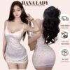 Váy Ngủ Body Sexy - Đầm Ngủ Thun 2 Dây Phối Ren Họa Tiết Hoa Nhí VN572 1