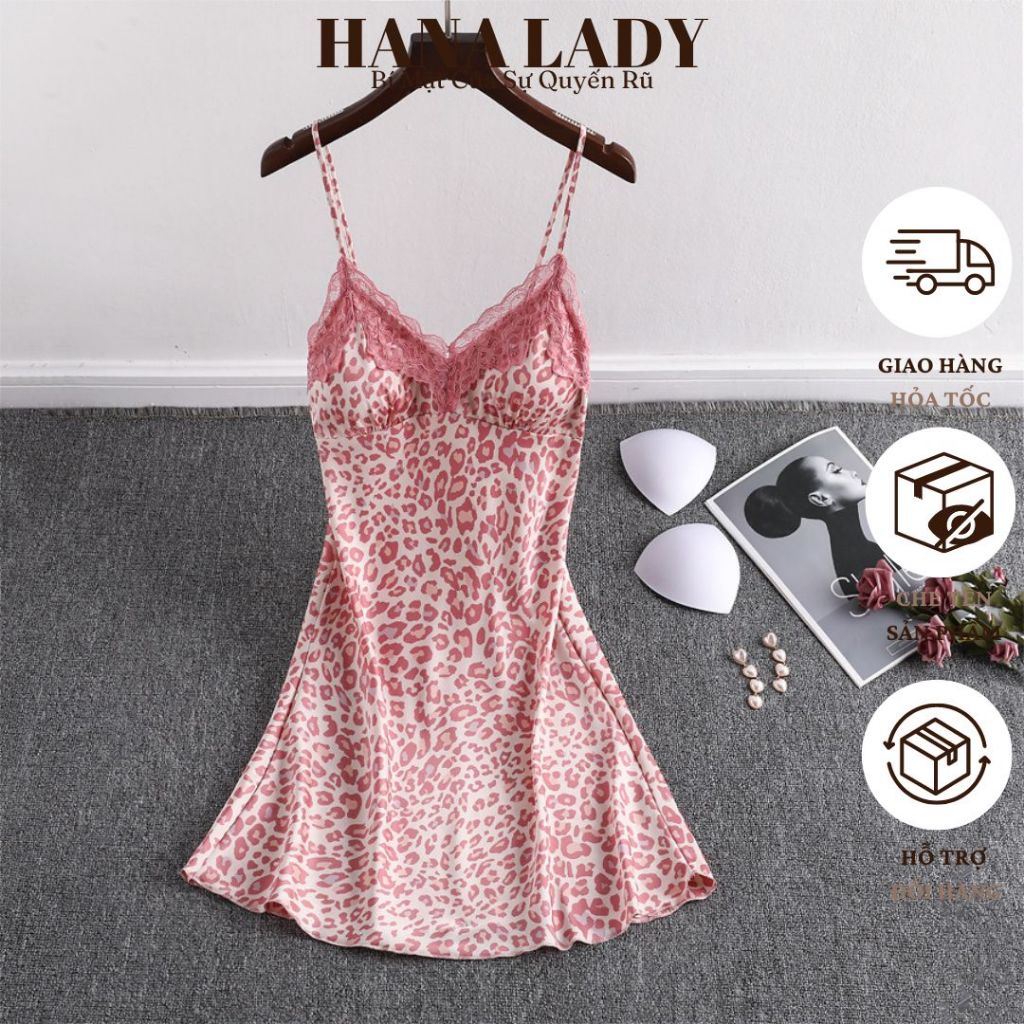Váy Ngủ Lụa - Đầm Ngủ Hai Dây Gợi Cảm Họa Tiết Da Beo Dễ Thương VN583 8