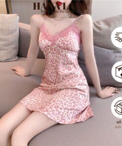 Váy Ngủ Lụa - Đầm Ngủ Hai Dây Gợi Cảm Họa Tiết Da Beo Dễ Thương VN583 7