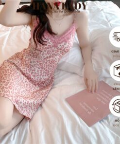 Váy Ngủ Lụa - Đầm Ngủ Hai Dây Gợi Cảm Họa Tiết Da Beo Dễ Thương VN583 6