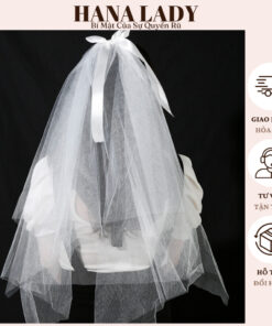 Lúp Cô Dâu - Khăn Voan Nơ Cài Tóc Đội Đầu Cô Dâu Màu Trắng Bồng Bềnh PKT04 17