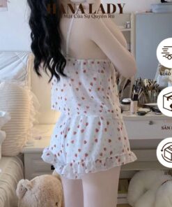 Bộ Đồ Ngủ 2 Dây - Đồ Mặc Nhà Họa Tiết Dâu Đáng Yêu Gợi Cảm VN580 5 Bộ Đồ Ngủ 2 Dây - Đồ Mặc Nhà Họa Tiết Dâu Đáng Yêu Gợi Cảm VN580 9