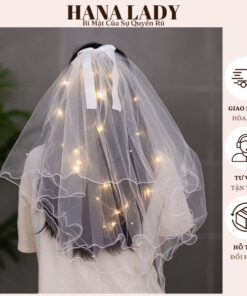 Lúp Cô Dâu - Khăn Voan Nơ Cài Tóc Đội Đầu Cô Dâu Màu Trắng Bồng Bềnh PKT04 11