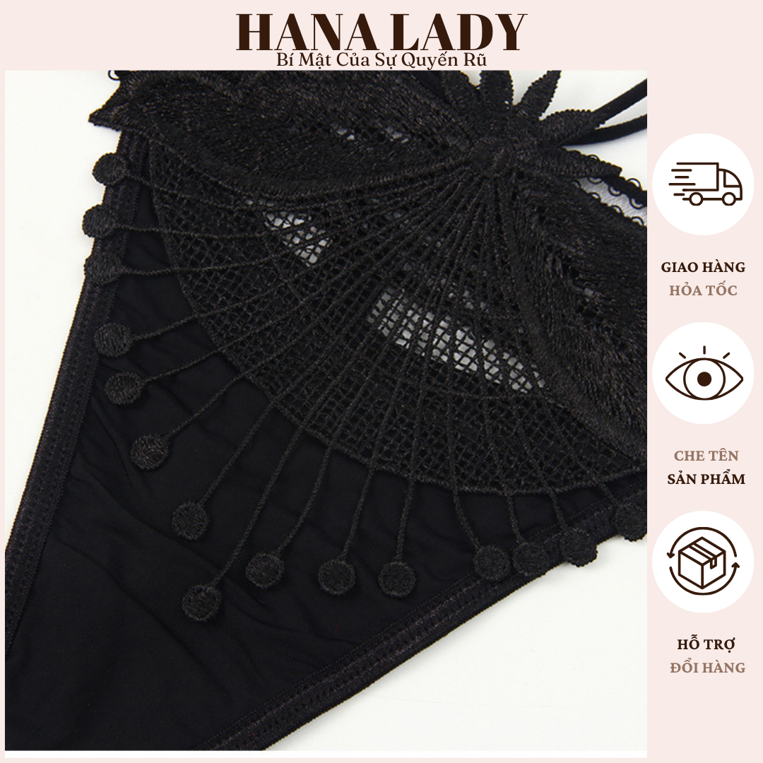 Quần Lót Nữ - Quần Lọt Khe Bản Eo Lưới To Tua Rua Dây Chéo Sexy Quyến Rũ LK148 8