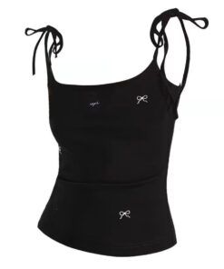 Áo Croptop 2 Dây Chất Thun Co Giãn Họa Tiết Nơ Thêu AO01 17