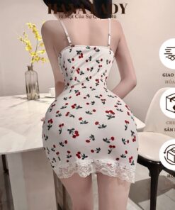 Váy Body Thun Phối Ren - Váy 2 Dây Đầm Ngủ Ôm Phối Ren Họa Tiết Cherry VN586 5 Váy Body Thun Phối Ren - Váy 2 Dây Đầm Ngủ Ôm Phối Ren Họa Tiết Cherry VN586 9