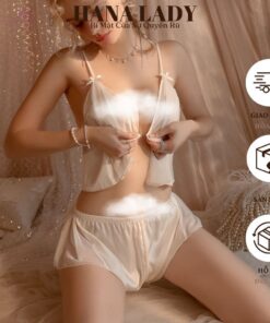 Đồ Ngủ Nữ Cao Cấp - Bộ Ngủ Lụa 2 Dây Xẻ Tà Gợi Cảm VN585 10