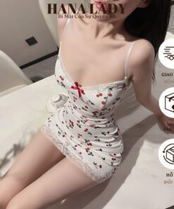 Váy Body Thun Phối Ren - Váy 2 Dây Đầm Ngủ Ôm Phối Ren Họa Tiết Cherry VN586 4 Váy Body Thun Phối Ren - Váy 2 Dây Đầm Ngủ Ôm Phối Ren Họa Tiết Cherry VN586 8