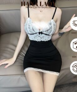 Váy Body Sexy - Váy Ngủ, Đầm Ngủ Thun 2 Dây Phối Ren VN588 8