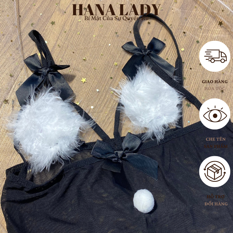 Đồ Ngủ Cosplay Mèo Đen Bông Trắng Xuyên Thấu Hở Đáy Quyến Rũ CP320 6