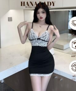 Váy Body Sexy - Váy Ngủ, Đầm Ngủ Thun 2 Dây Phối Ren VN588 9