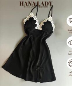 Váy Ngủ Nữ - Đầm Ngủ Thun 2 Dây Mặc Nhà Xẻ Tà Phối Ren Hoa Nổi VN587 9