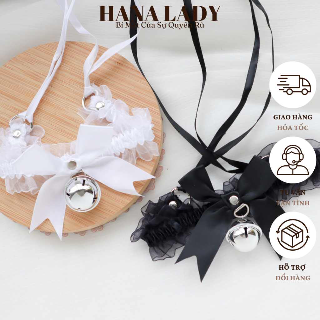 Vòng Cổ Choker, Dây Đeo Đùi Nơ Ren Đính Chuông Phong Cách Lolita MN08 16