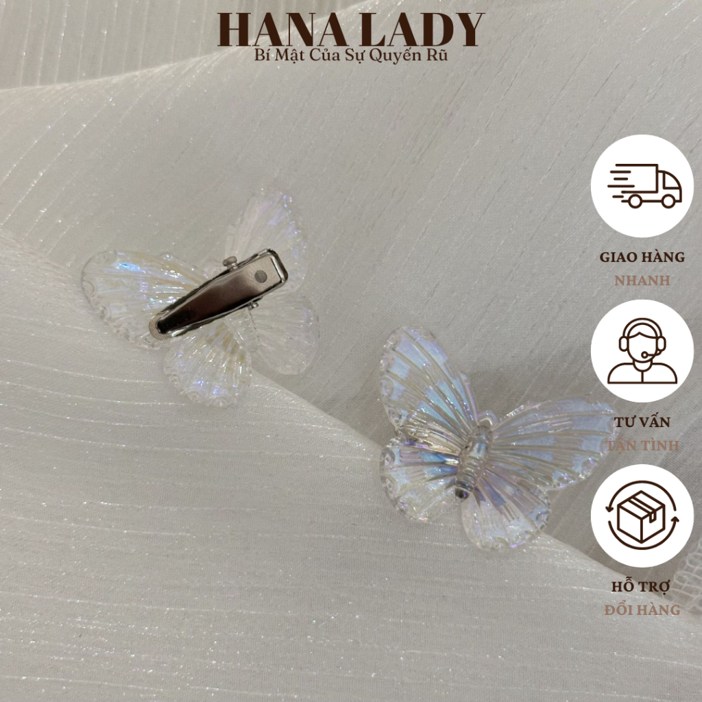 Kẹp Tóc Mini Trong Suốt Hình Bướm Hologram Dễ Thương Phong Cách Tiểu Thư PKT038 13