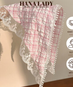 Khăn Bandana Turban Tam Giác Họa Tiết Caro Viền - Băng Đô Trùm Đầu Dễ Thương Đi Biển PKT039 10