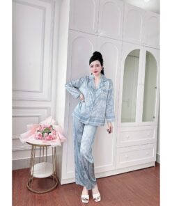 Pijama Lụa Cao Cấp - Đồ Mặc Nhà, Đồ Ngủ Lụa Dài Tay Cao Cấp Size 45-75kg PJ575 18