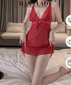 Váy Ngủ Nữ Sexy - Đầm Ngủ Voan Lụa Phối Ren Xuyên Thấu Dây Lưng Chéo Gợi Cảm VN273 9