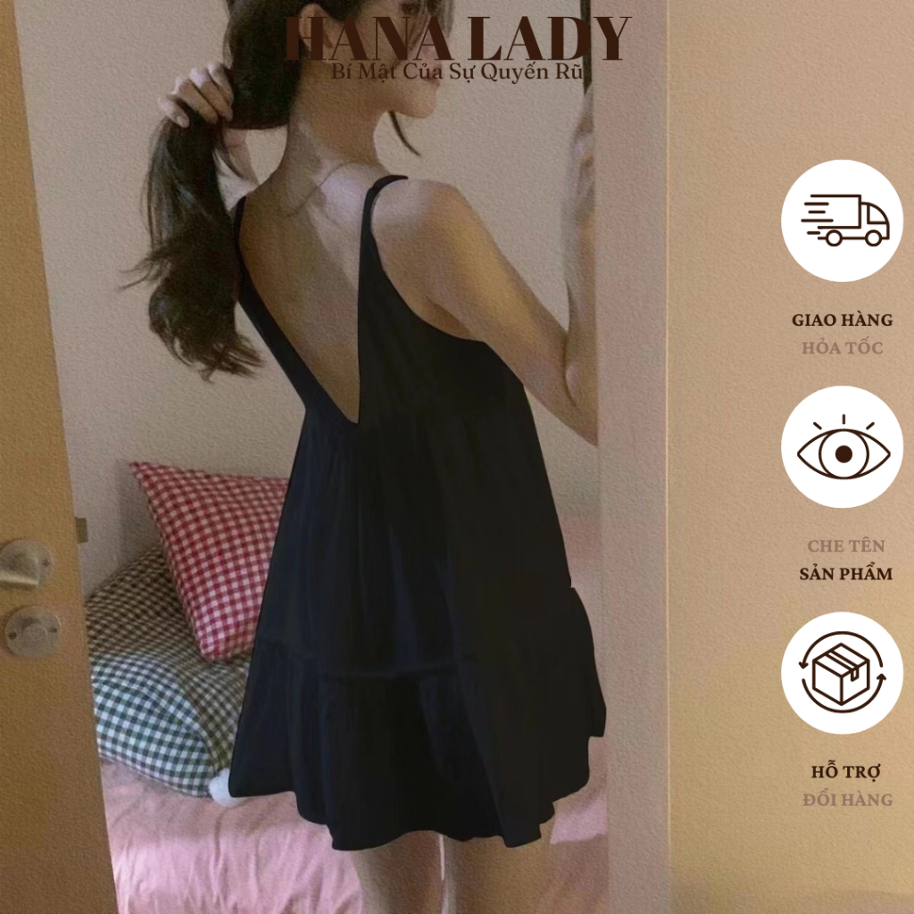Váy Ngủ Sexy - Đầm Ngủ 2 Dây Cổ Chữ V Dáng Xòe Babydoll Dễ Thương VN590 17
