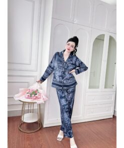 Pijama Lụa Cao Cấp - Đồ Mặc Nhà, Đồ Ngủ Lụa Dài Tay Cao Cấp Size 45-75kg PJ575 16